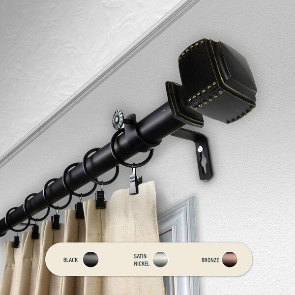 Kd Encimera 1 in. Studded Curtain Rod with 28 to 48 in. Extension, Black KD3733743